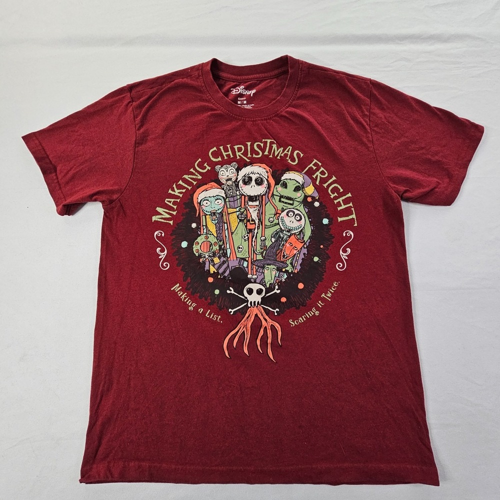 Making Christmas Bright Disney Red Short Sleeve Cotton Blend T-Shirt Men's M‎